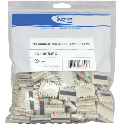 110 CONNECTING BLOCK- 4-PAIR- 100 PK