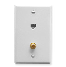 WALL PLATE- VOICE 6P6C & F-TYPE- WHITE